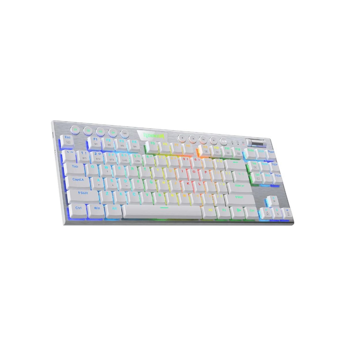 REDRAGON - Teclado Gamer Redragon Horus Tkl White Wireles K621W Rgb Sp Red Switch