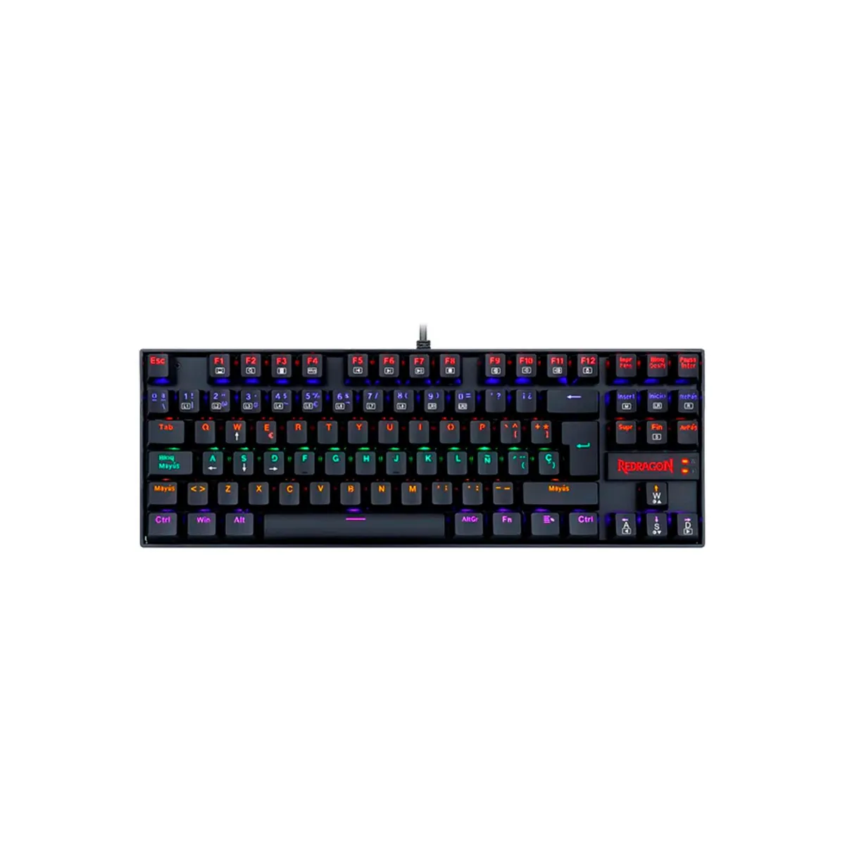 REDRAGON - Teclado Gamer Redragon Kumara Rainbow K552W KR Sp Black Red Switch TKL