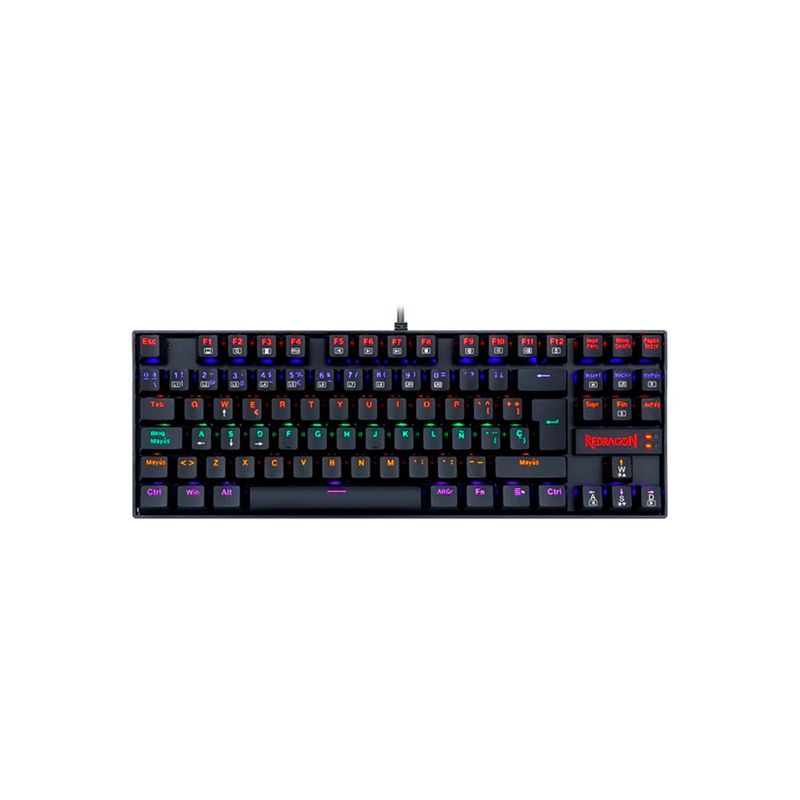 REDRAGON - Teclado Gamer Redragon Kumara Rainbow K552W KR Sp Black Red Switch TKL