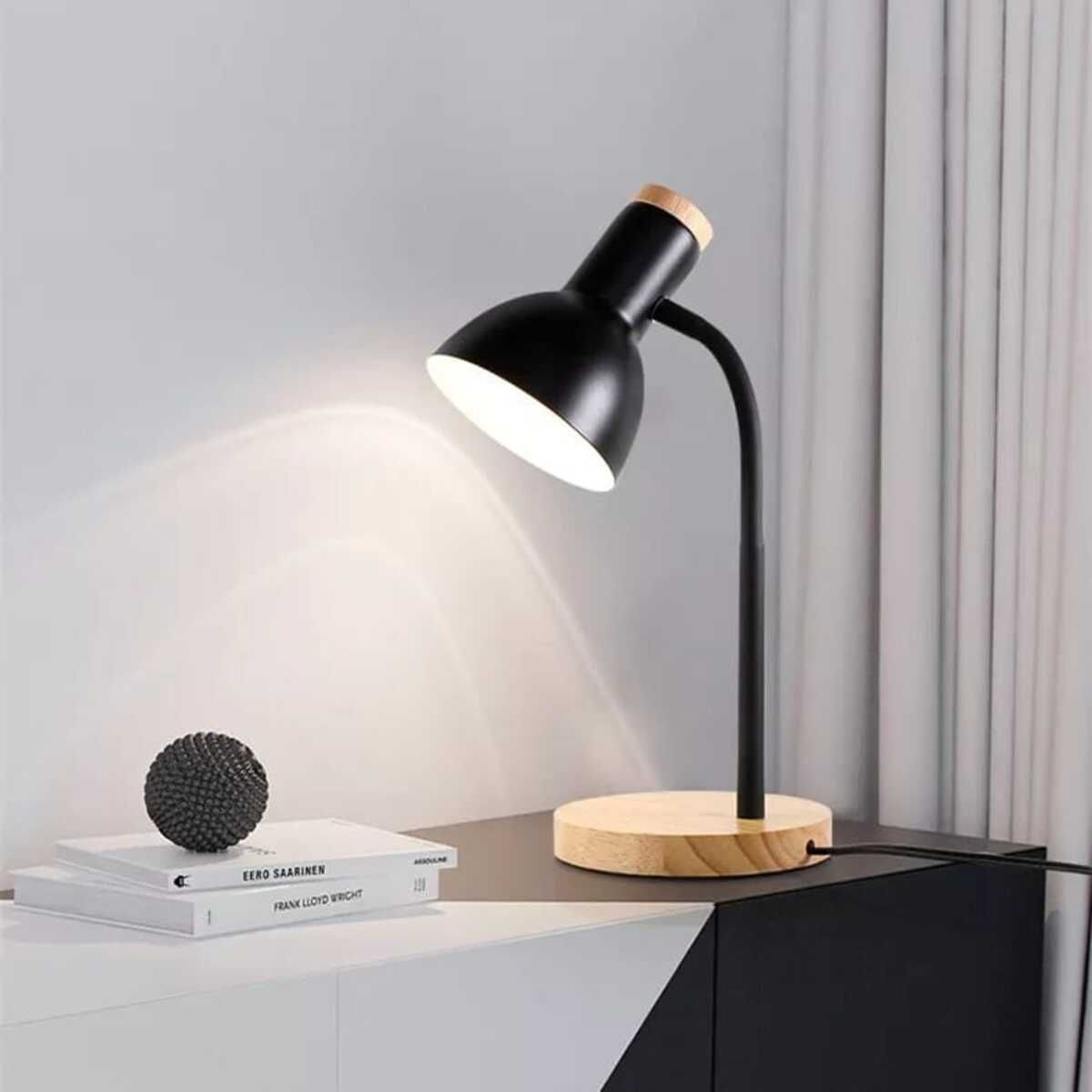 ELMEJORPRECIO - Lámpara De Escritorio Dormitorio Estilo Nórdico Flexible Negro