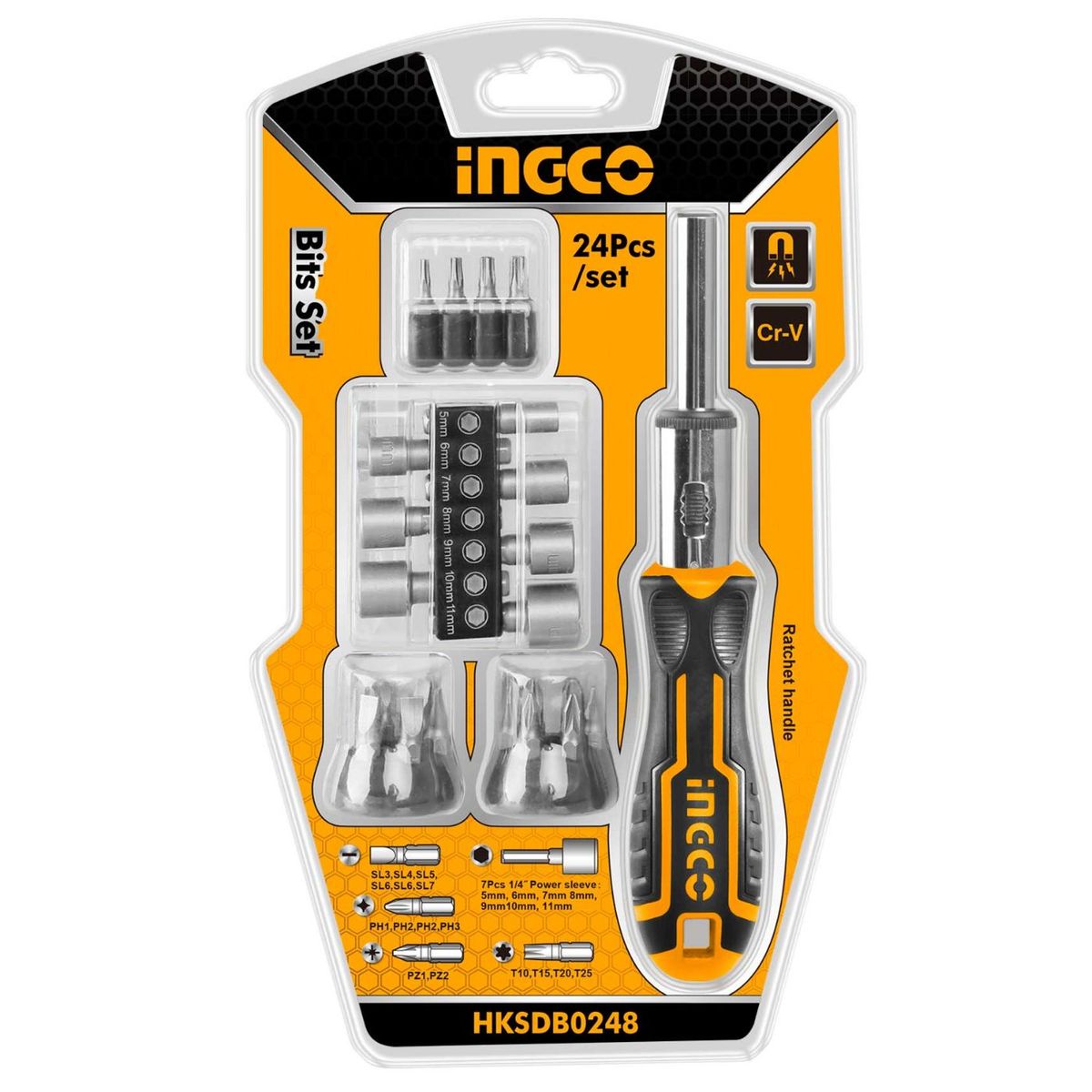 INGCO TOOLS - Juego de 24 desarmadores puntas intercambiables Ingco