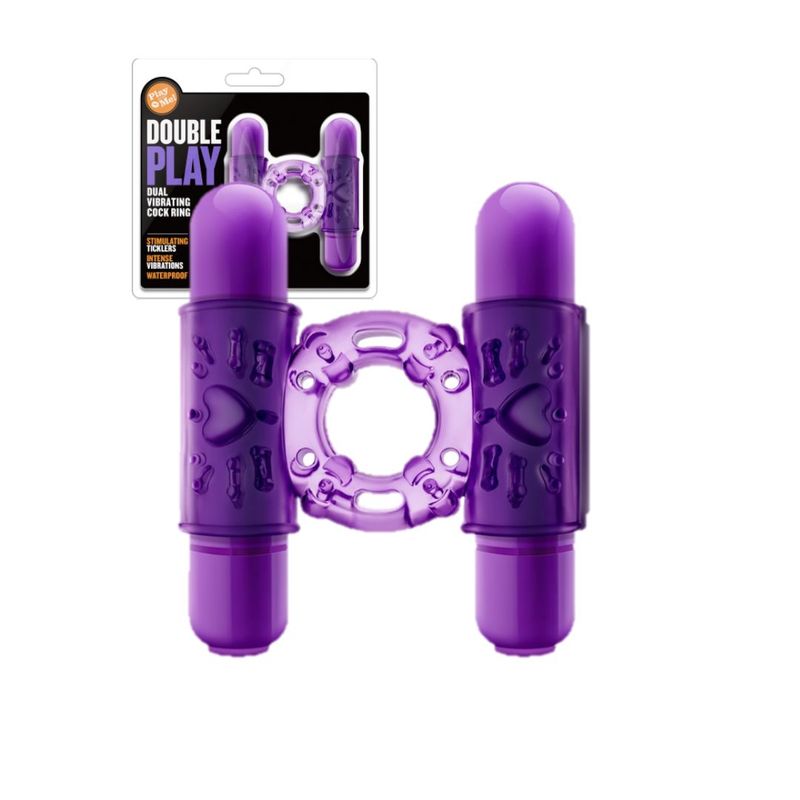GENERICO - ANILLO VIBRADOR DOUBLE PLAY DE COLOR MORADO