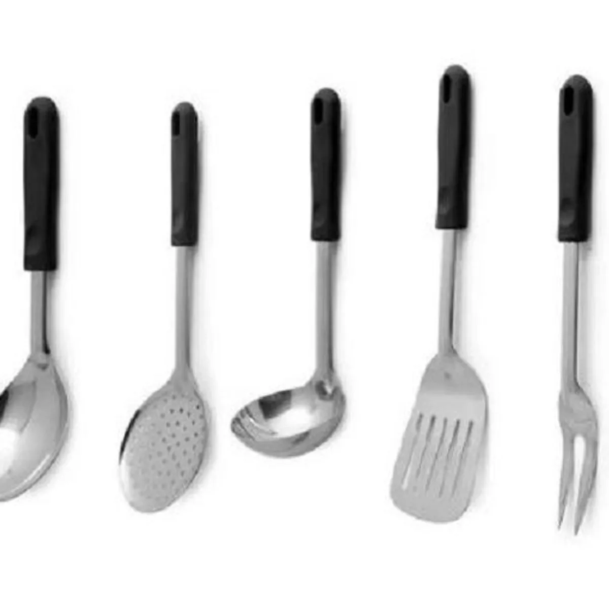 FACUSA - Juego  de Utensilios Acero Inoxidable 5 Piezas Facusa + COLGADOR