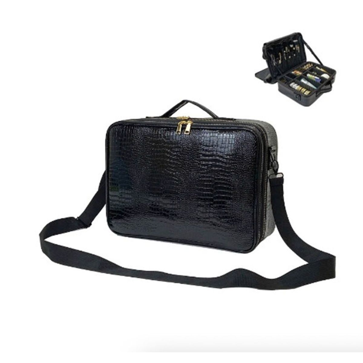 GENERICO - Maleta Maletin Organizador de Maquillaje Profesional Glam Black