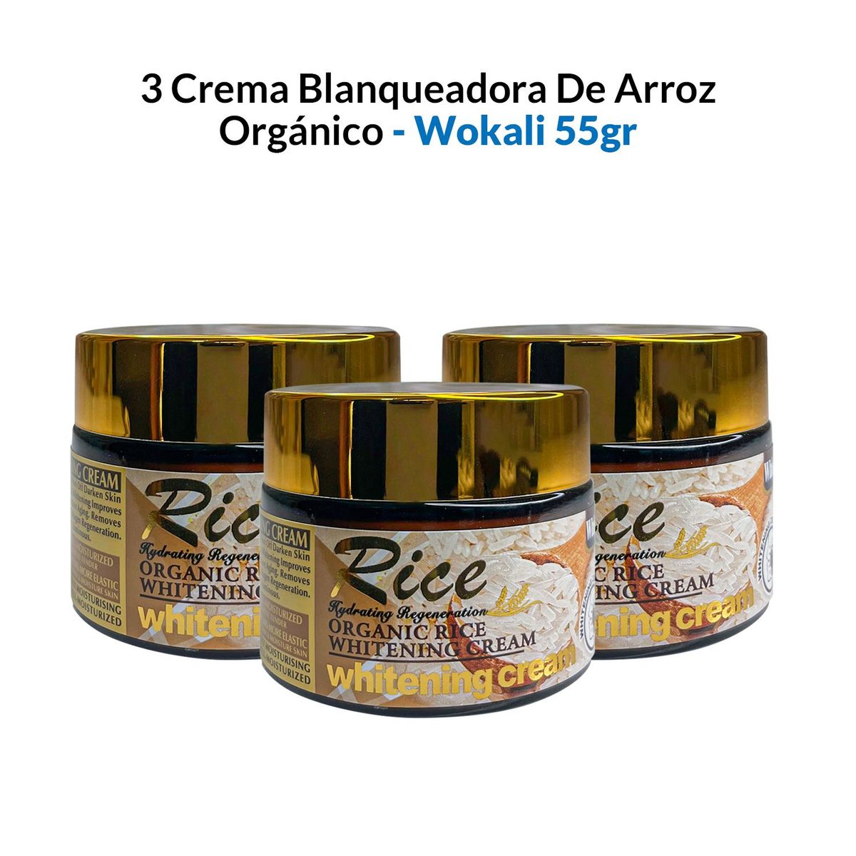 WOKALI - 3 Crema Blanqueadora De Arroz Orgánico 55gr - Fruit of the Wokali