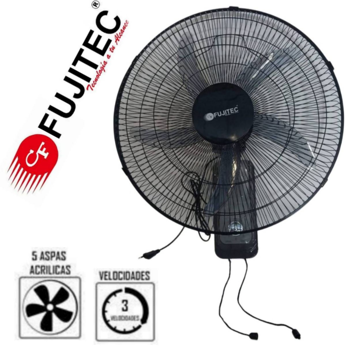 GENERICO - Ventilador de pared de 18" 5 Aspas de 55 watts