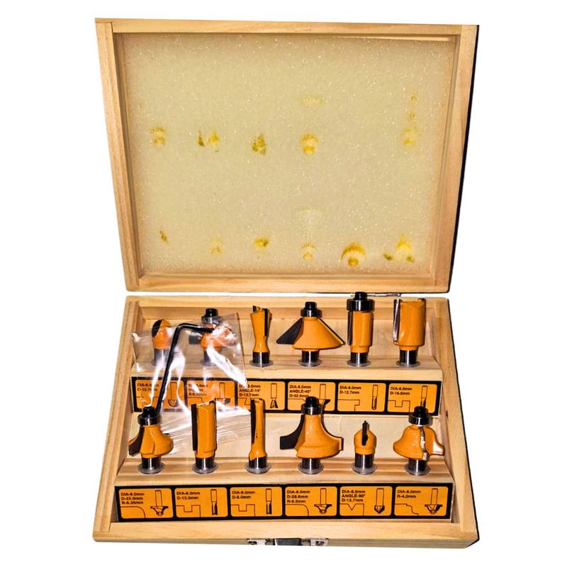 INGCO TOOLS - Kit 12 Fresas 8 mm para ruteadora ingco  AKRT1211