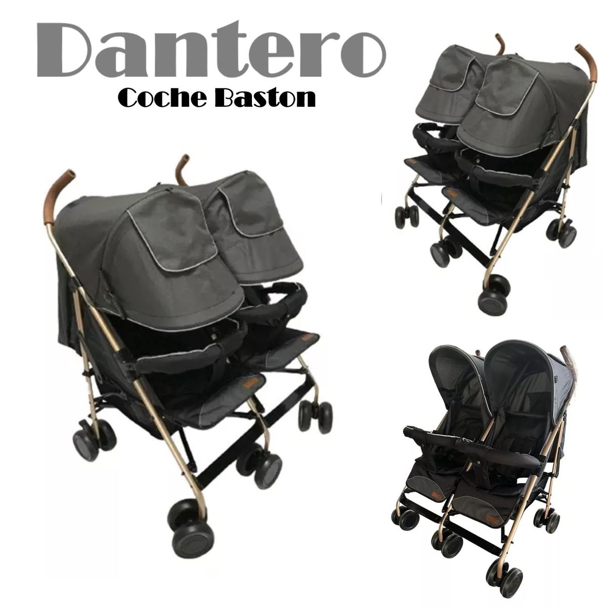 EBABY - Coche Baston Mellicero Pegable Reclinable Dantero -Negro