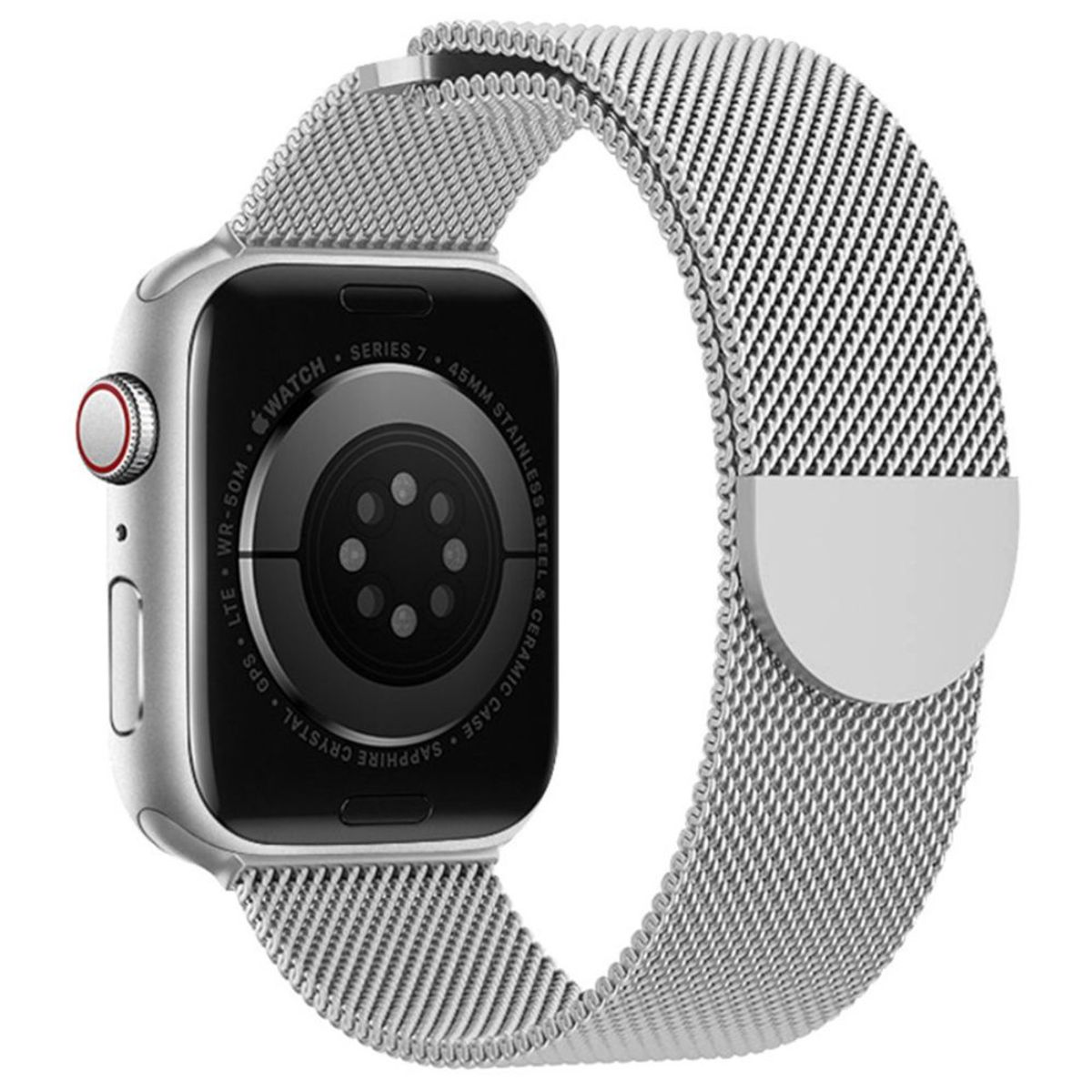 OEM - Correa Acero Milanese Loop Semicircular para Apple Watch Plateado