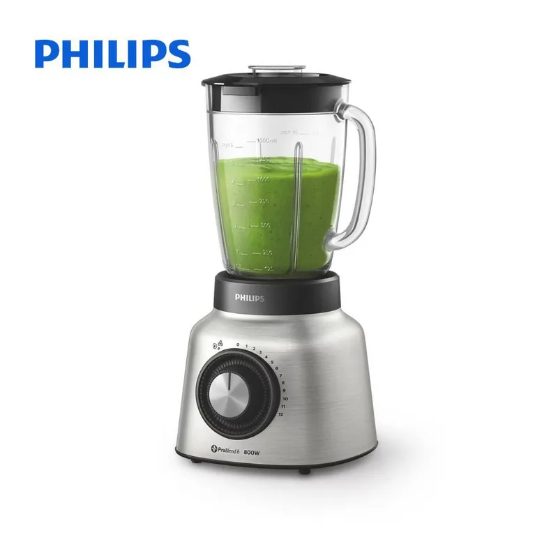 PHILIPS - LICUADORA  PHILIPS DE ACERO DE 800W CON JARRA DE  2 Lts