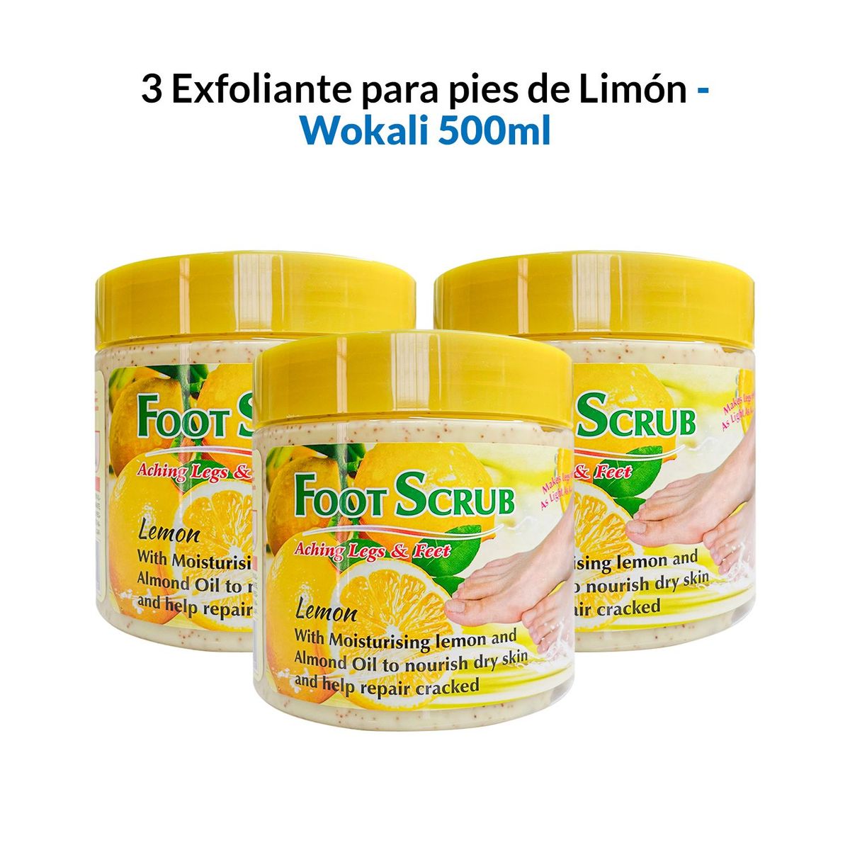 WOKALI - 3 Exfoliante de pies Limón 500ml - Fruit of the Wokali