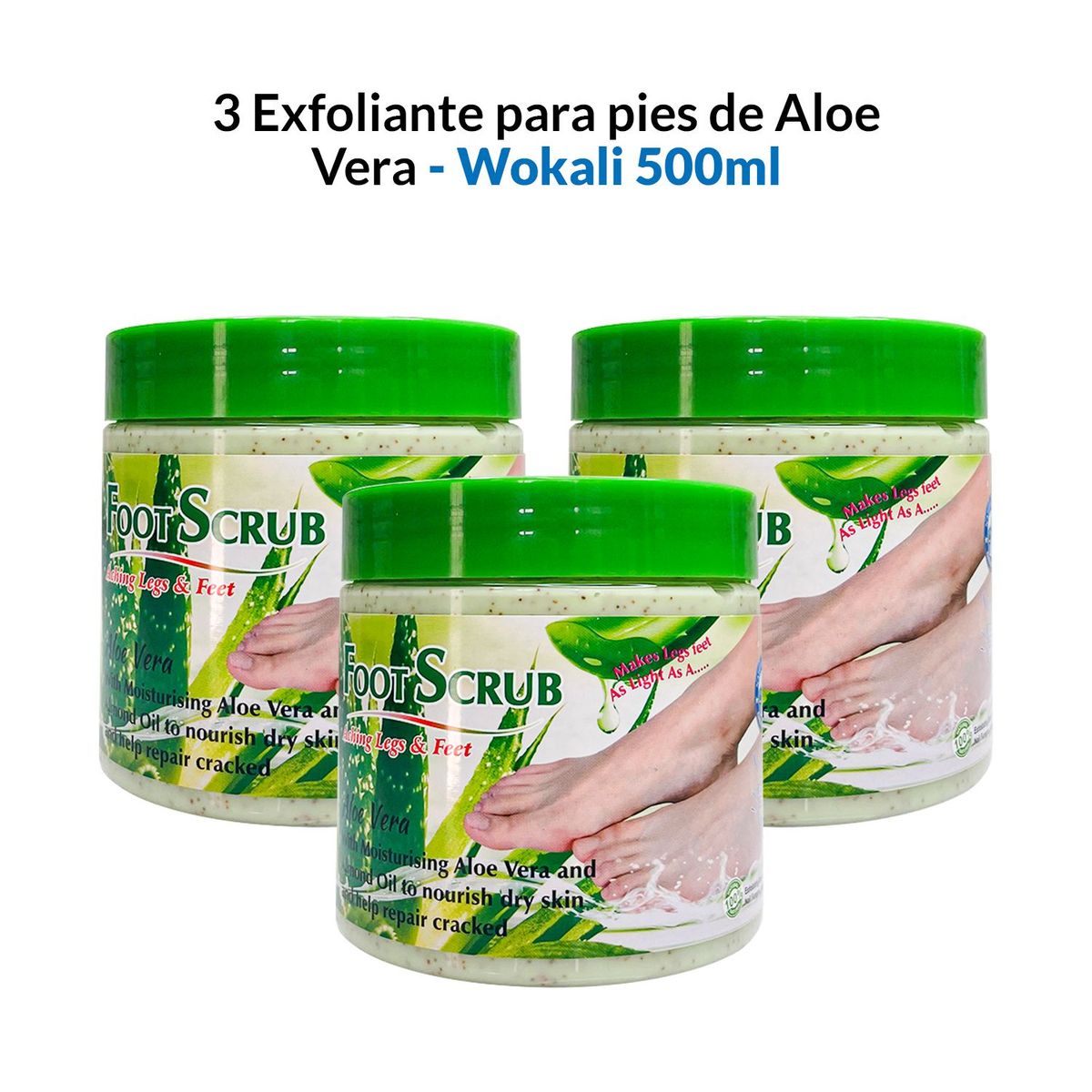 WOKALI - 3 Exfoliante de pies Aloe Vera 500ml - Fruit of the Wokali