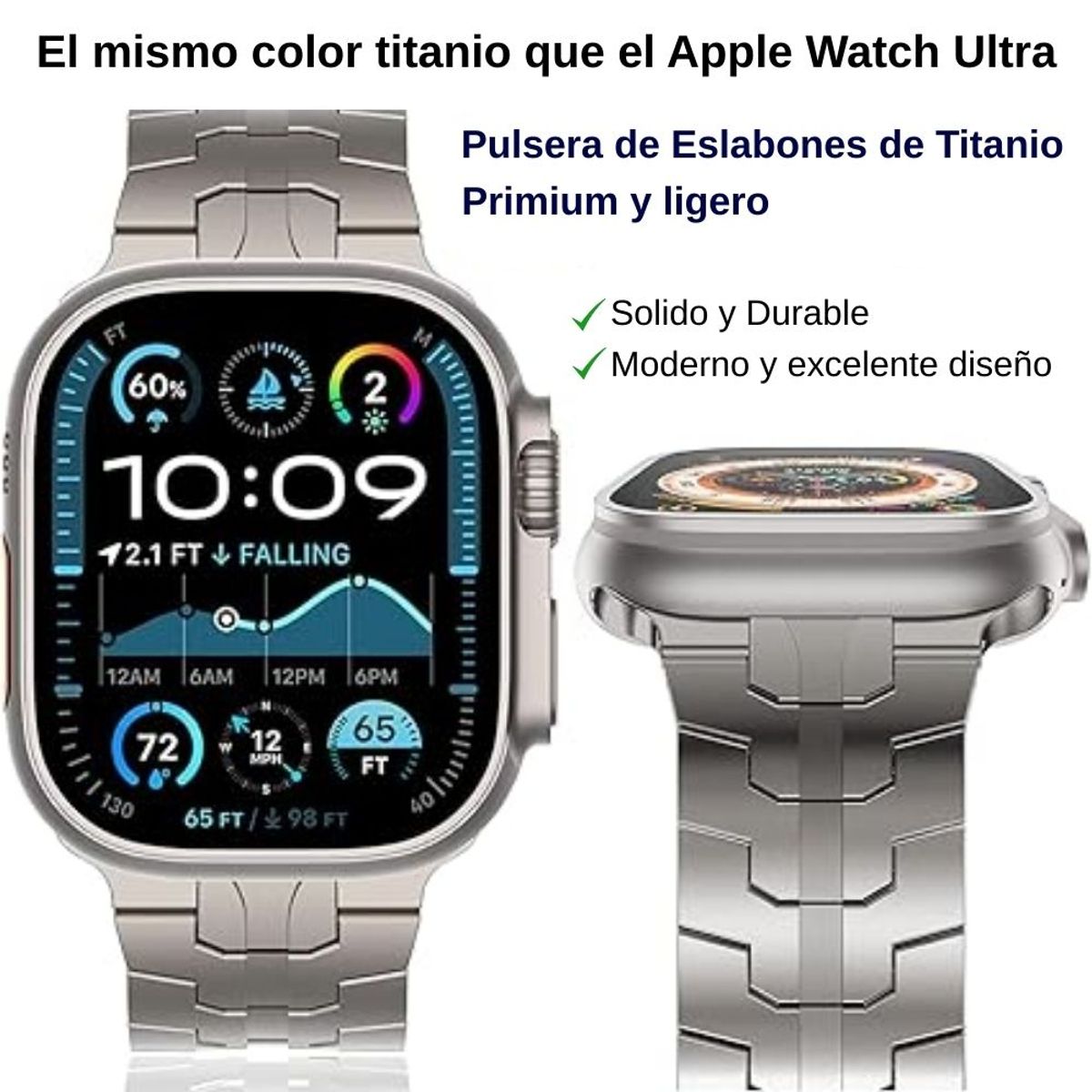 URVOI - Correa de Titanio para Apple Watch Iron Man Acabado Brillante