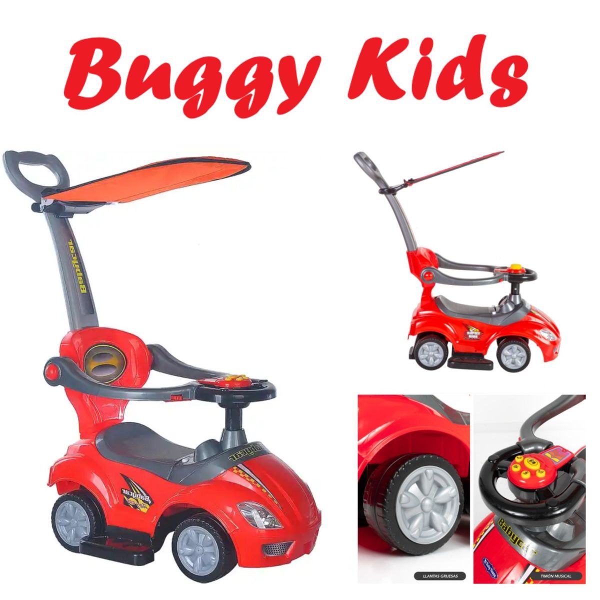BABY HAPPY - Buggy Kids Correpasillos Musical Luces -Rojo