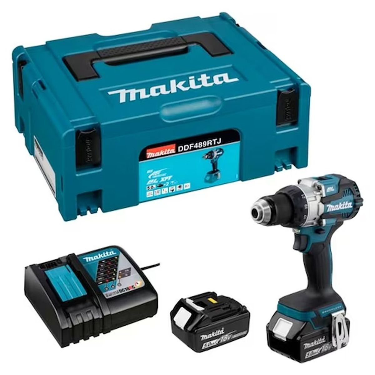 MAKITA - Taladro Atornillador 1/2" 18V BL Incl 2 Bat + Carg Makita DDF489RTJ