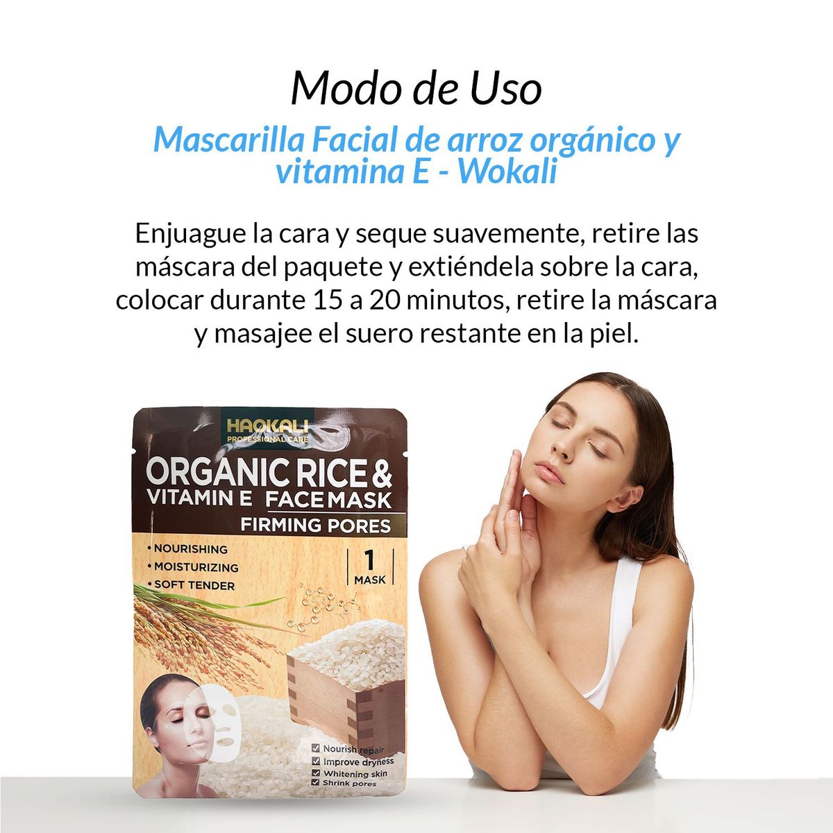 WOKALI - 3 Mascarilla Facial de Arroz 30ml x 10 Piezas – Wokali