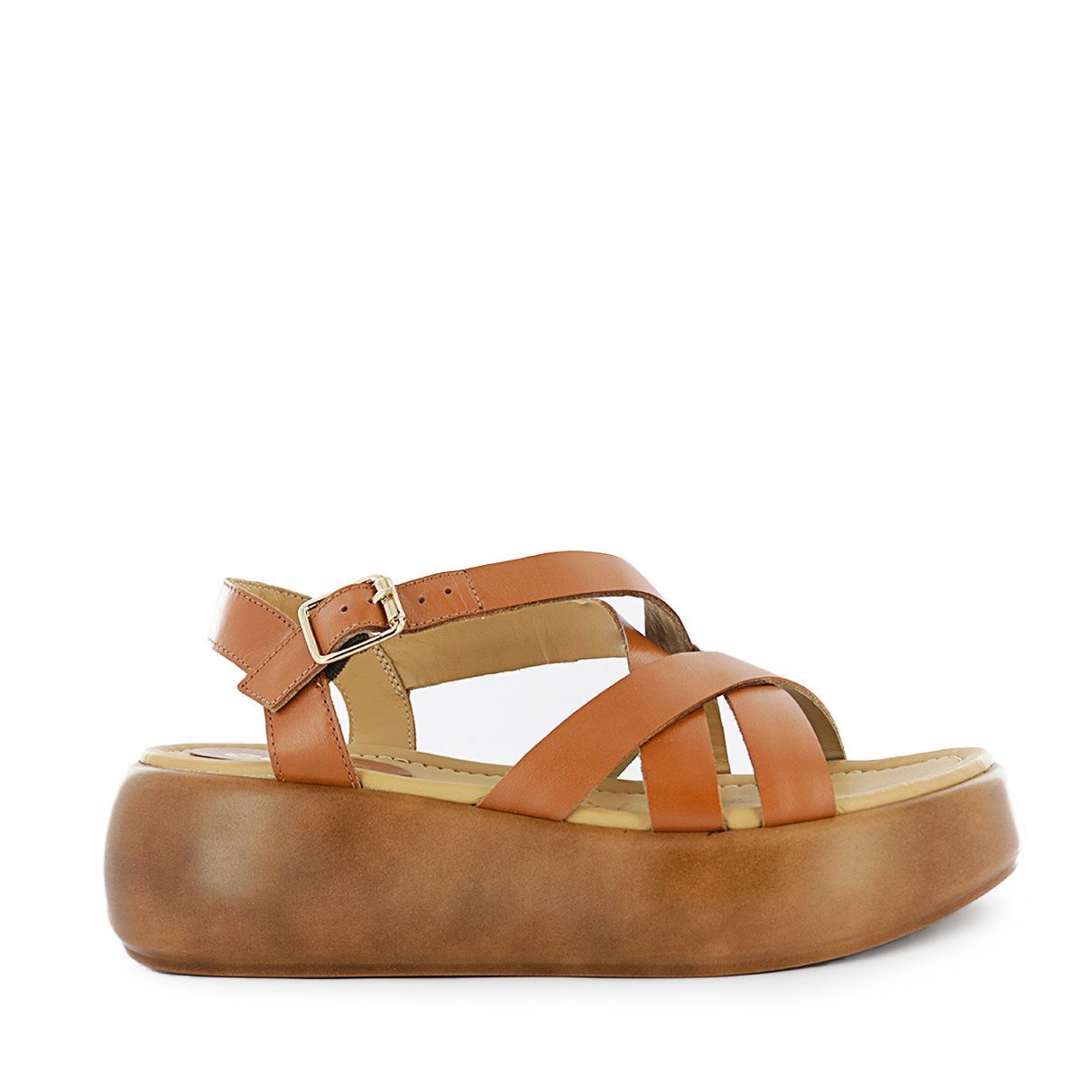 ECCO - Sandalias con Plataforma Mujer Ecco Nevada01 Caramelo Cuero Natural