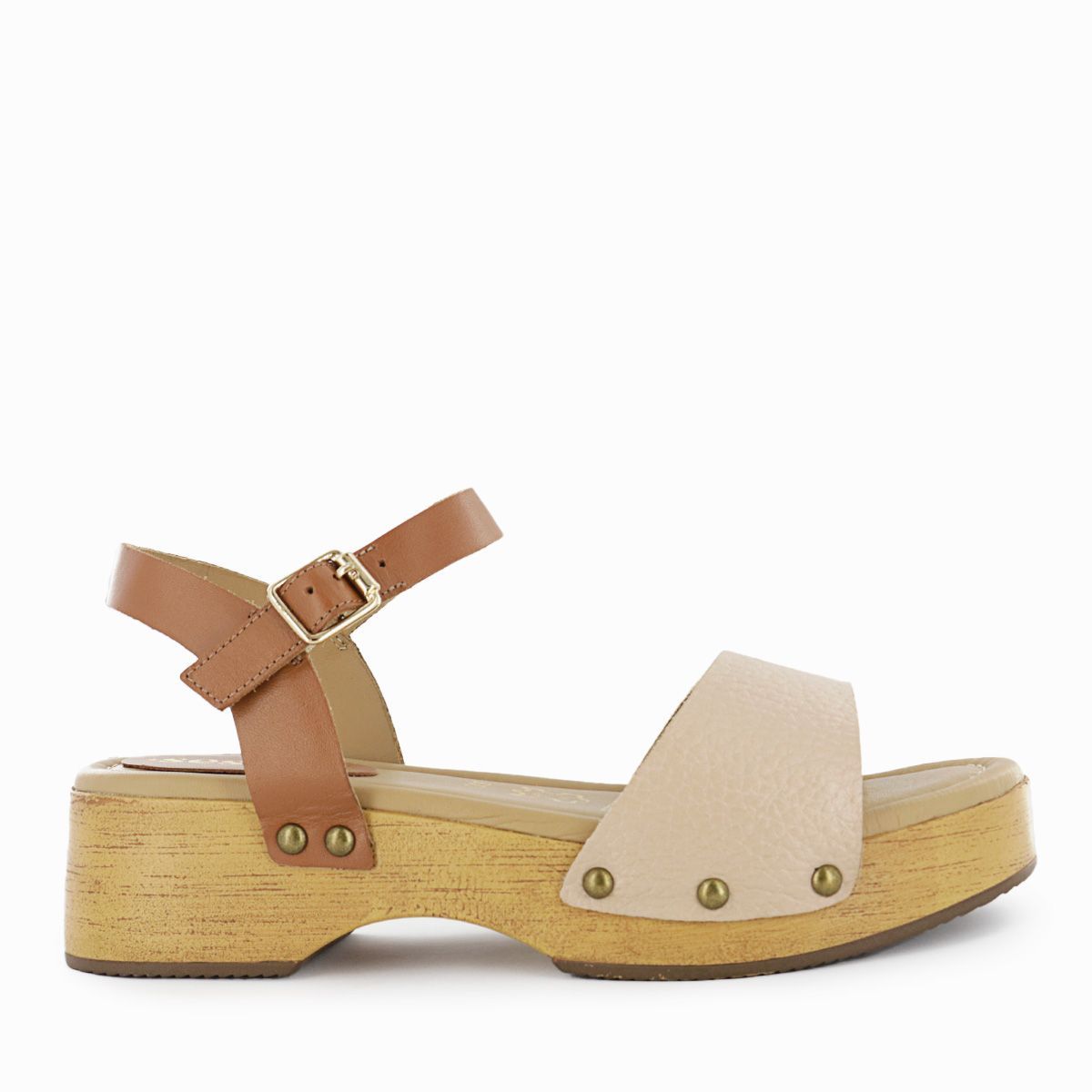 SESTRA - Sandalias con Plataforma Mujer Sestra Ester01 Nude Cuero Natural