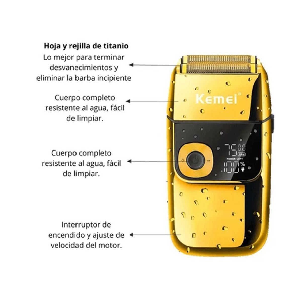 KEMEI - Afeitadora Shaver Kemei con pantalla