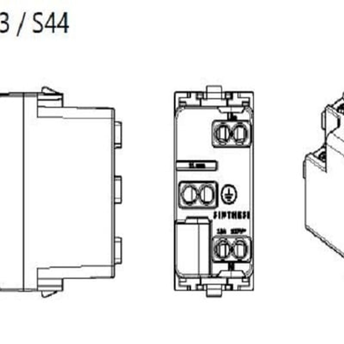 SINTHESI - DADO TOMACORRIENTE SIMPLE AMERICANO DE 1 MODULO S22