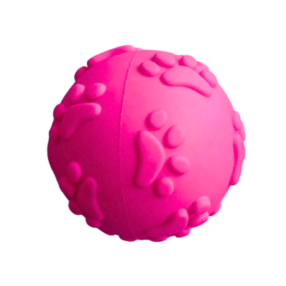 GENERICO - Pelota de Jebe para Perros Huellita Color FUCSIA