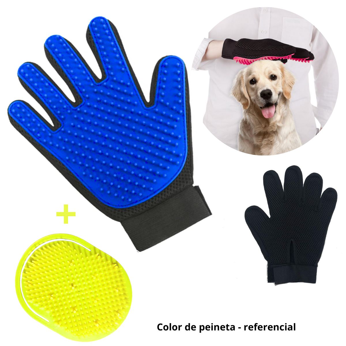 GENERICO - GUANTE REMOVEDOR DE PELO MASCOTA  AZUL (PACK)