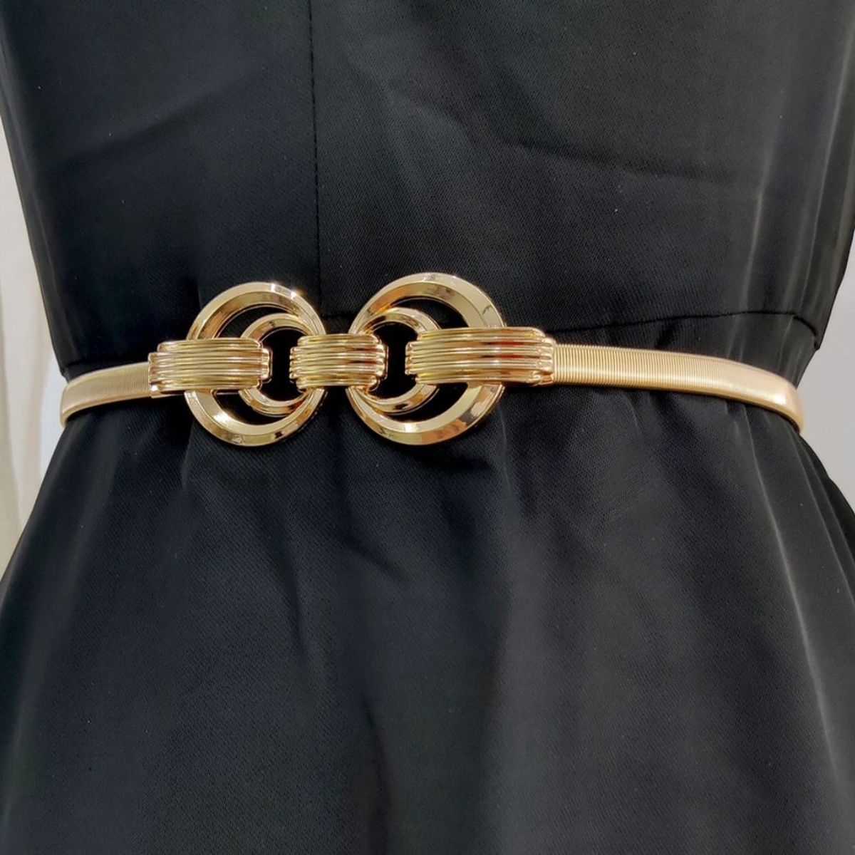 KAST PE - Cinturon de diseñador correa elastica Modelo Monique - Dorado