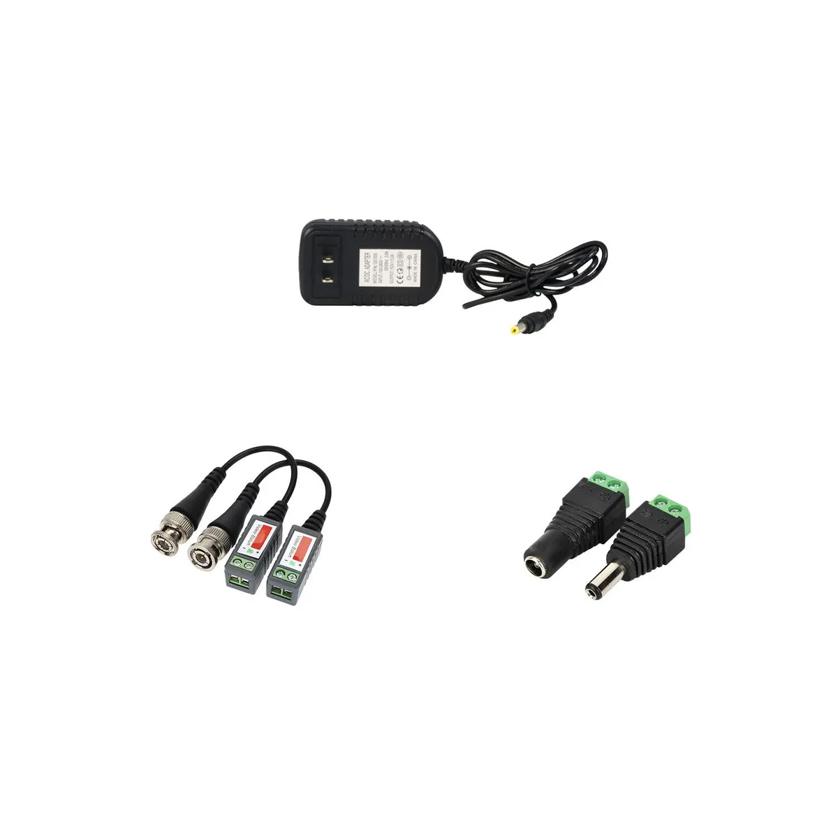 GENERICO - ACCESORIOS CAMARAS SEGURIDAD FUENTE 12V 2AMP, PAR DC, BALUN