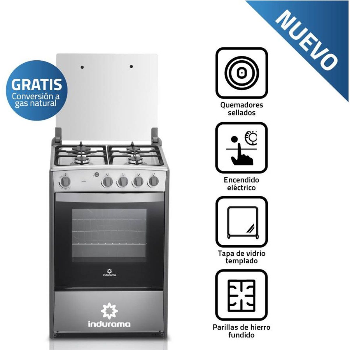 INDURAMA - Cocina Indurama Coruña 4 Hornillas Croma