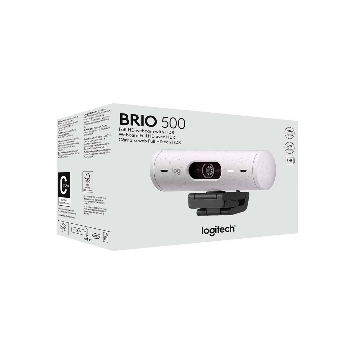 LOGITECH - Camara Logitech Brio 500 Fhd 1080P Usb-C White