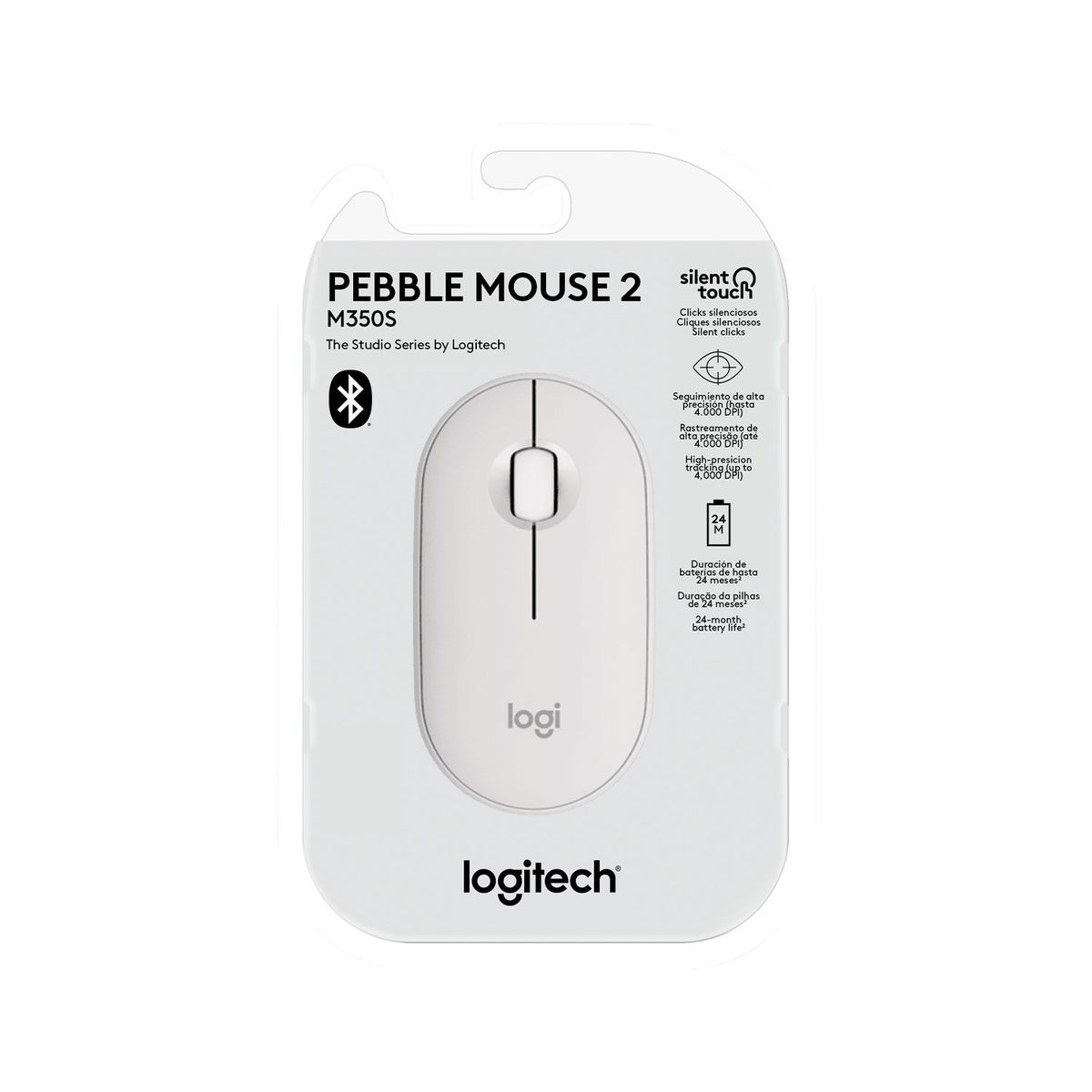 LOGITECH - Mouse Logitech Pebble Mouse 2 M350S Bluetooth/Wireless White