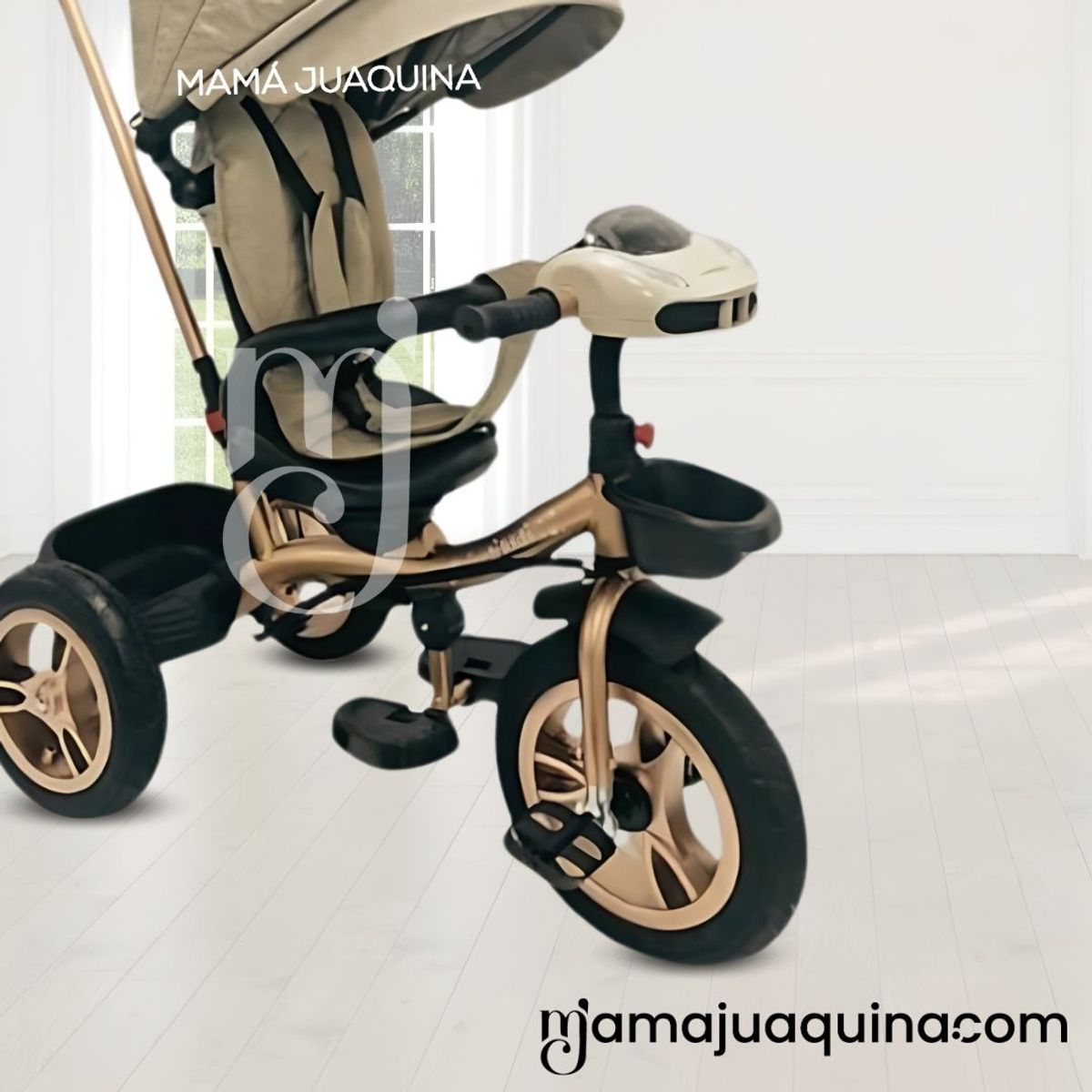 KIDS - Triciclo Guiador Giratorio «GOLDEN SPEED» Beige