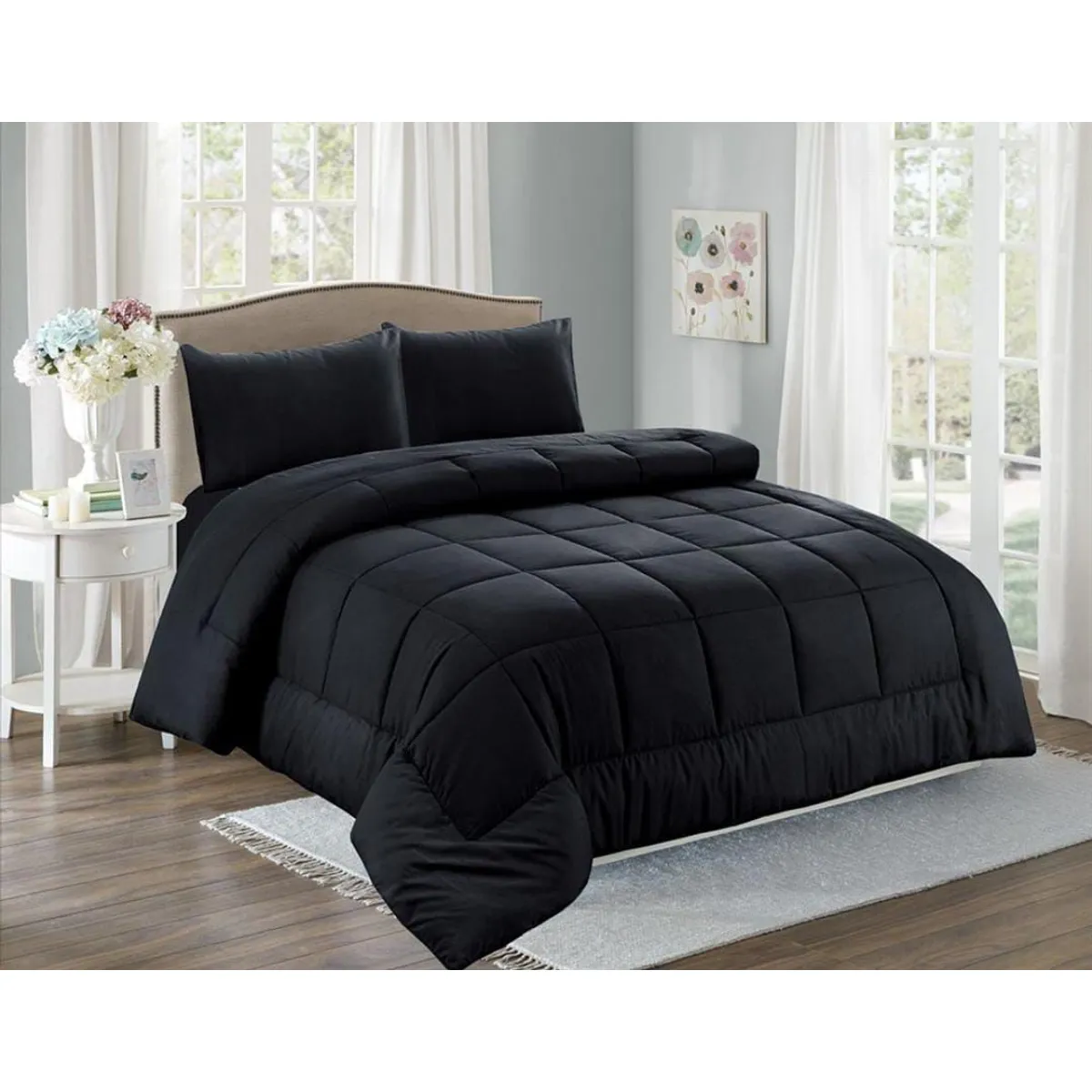 CASATEX - EDREDÓN NEGRO 100%  ALGODÓN QUEEN