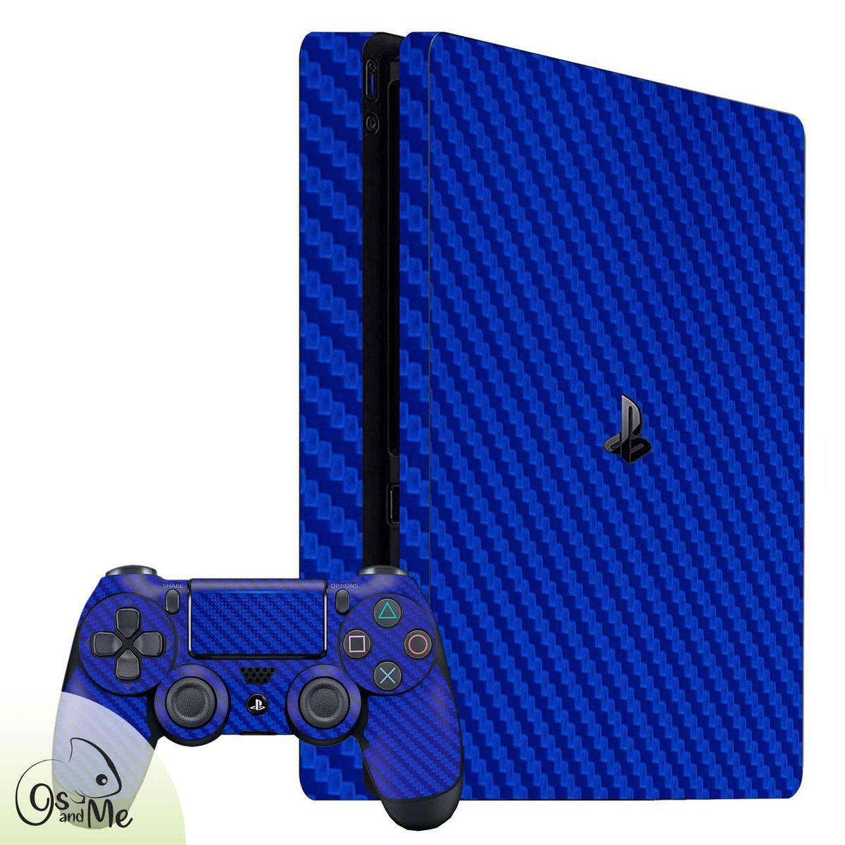GENERICO - Skin Adhesivo Fibra de Carbono Azul para Ps4 Slim