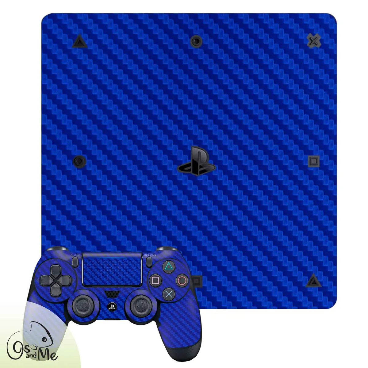 GENERICO - Skin Adhesivo Fibra de Carbono Azul para Ps4 Slim