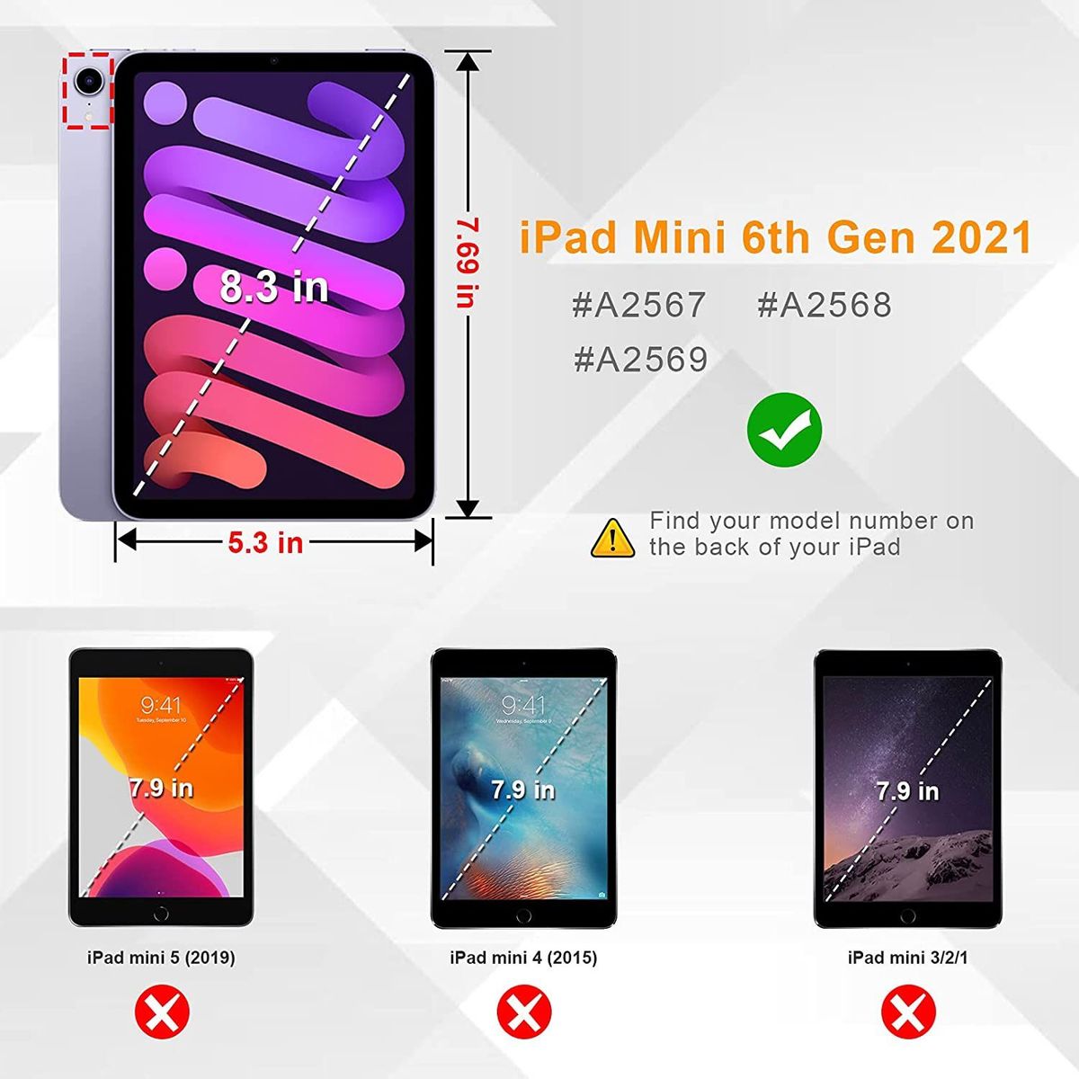 GENERICO - Funda Giro 360° para iPad Mini 6 A2567 A2568 A2569 Protector Case