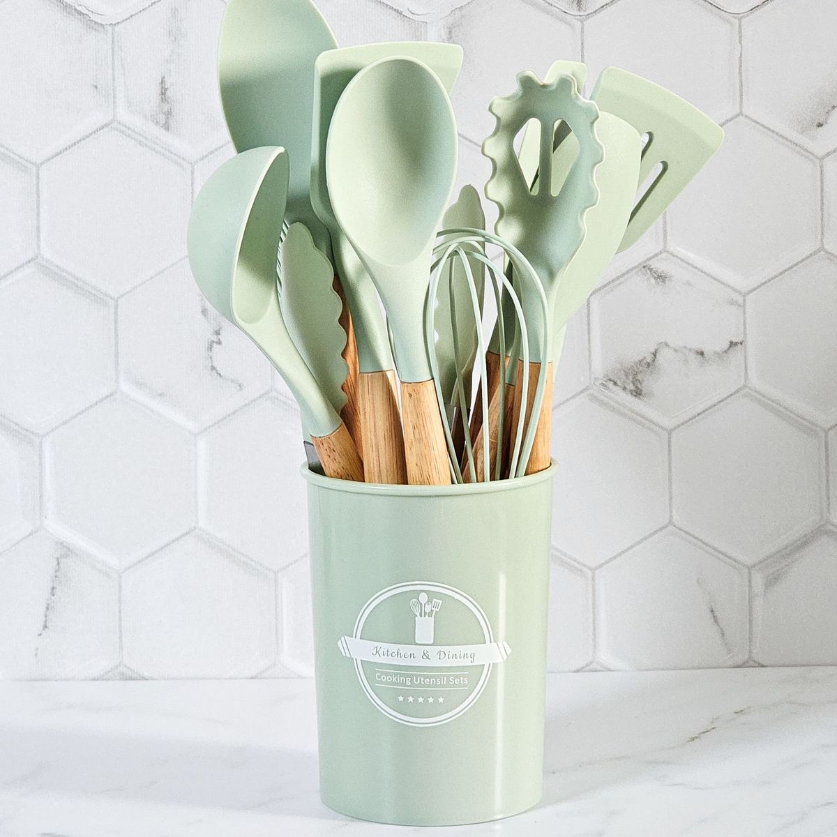 GENERICO - Cucharones de Cocina de silicona Green