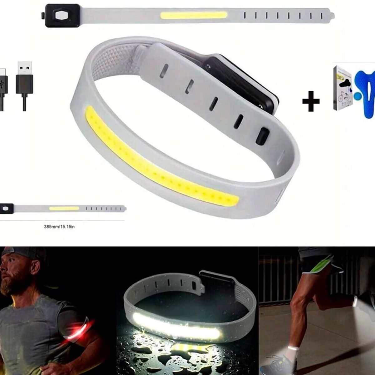 GENERICO - Brazalete de luz led recargable  Cojin gel para bici