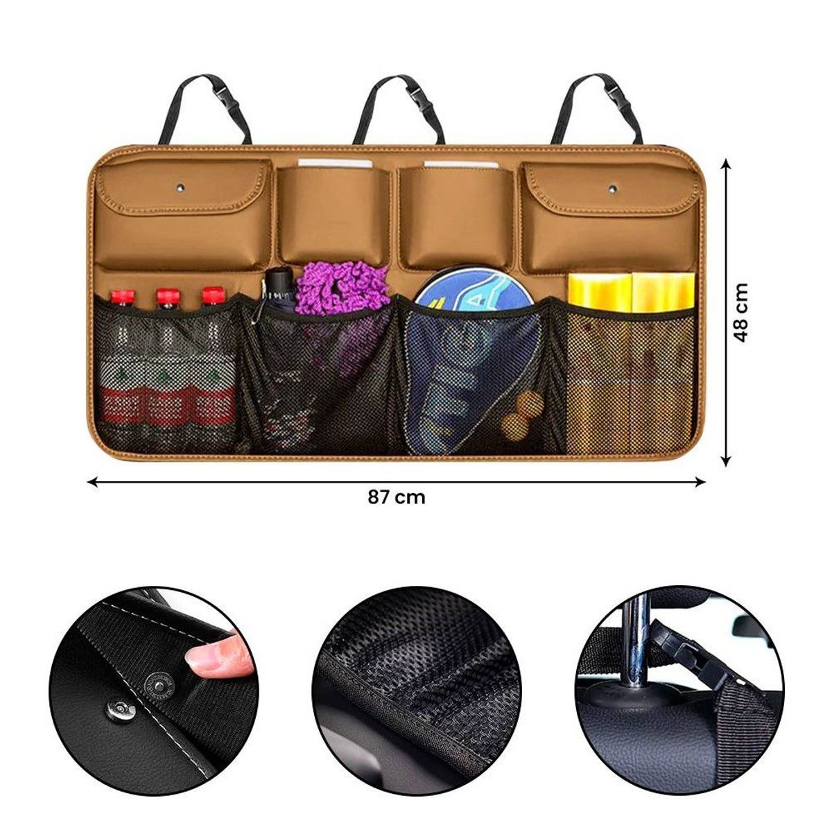 GENERICO - Organizador para Auto Asiento Maletera Impermeable Marron