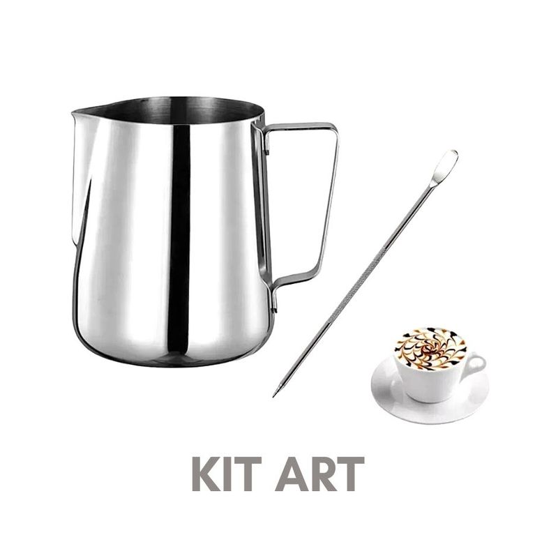 GENERICO - Kit latte art Jarra 350 ml + pluma de acero