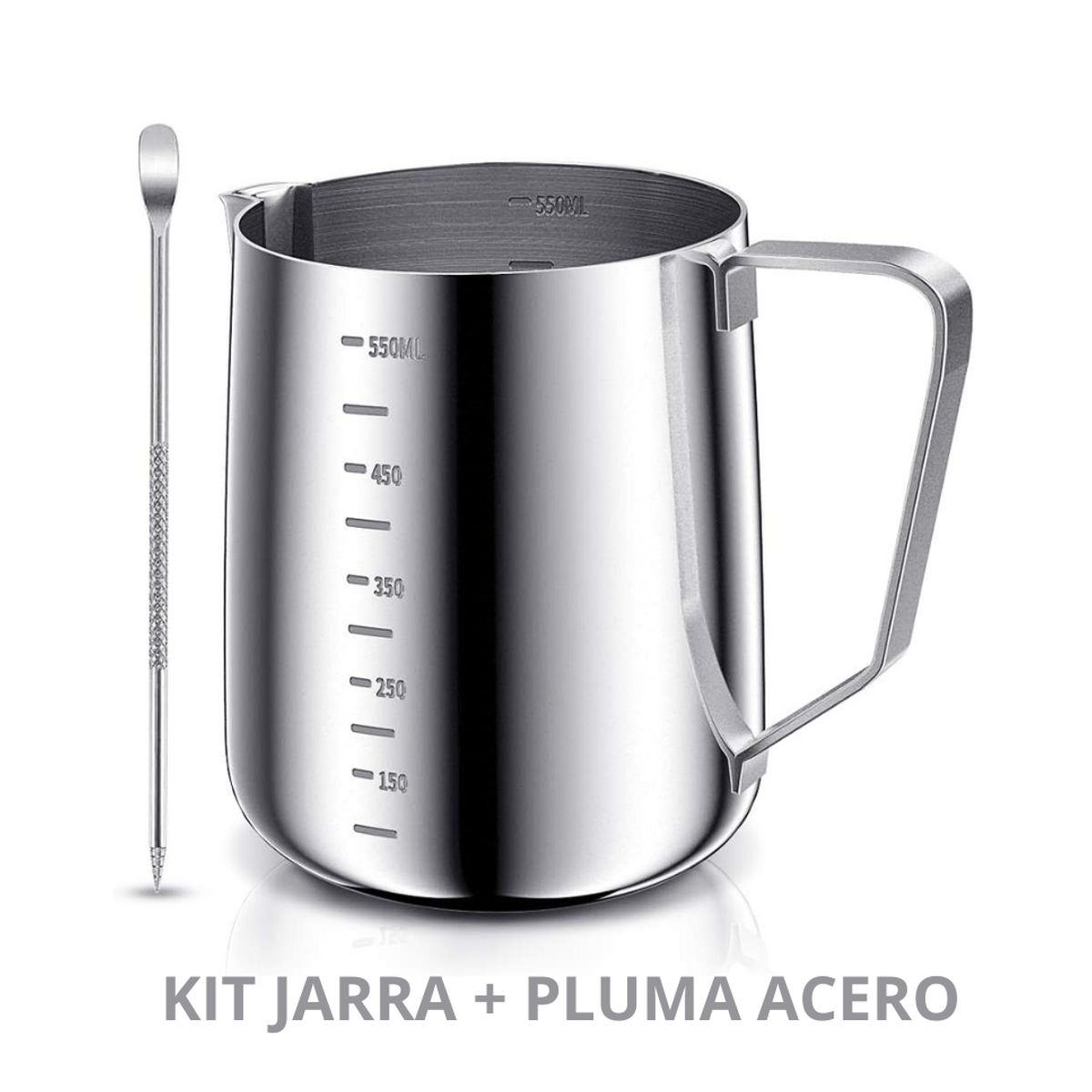 GENERICO - Kit latte art Jarra 550 ml + pluma de acero