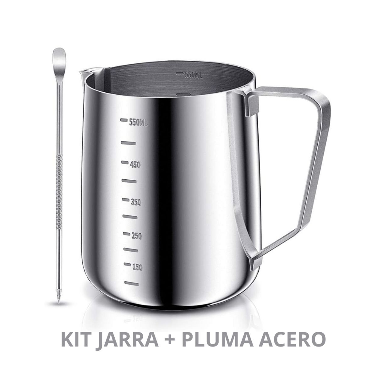 GENERICO - Kit latte art Jarra 550 ml + pluma de acero