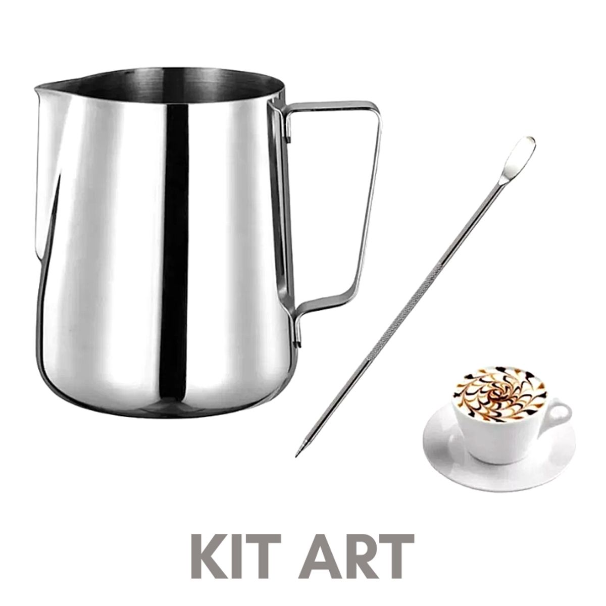 GENERICO - Kit latte art Jarra 550 ml + pluma de acero
