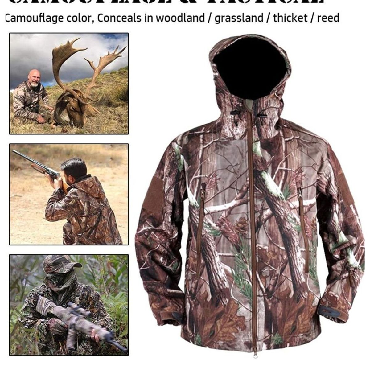 GENERICO - Chaqueta para Hombre de Piel deTtiburón Caza