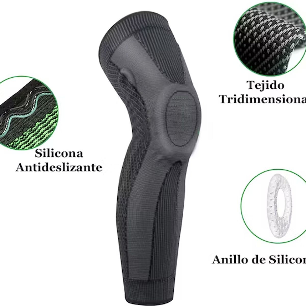 BRANSON - Rodillera Pantorrillera de Compresión con Gel y Varillas Talla XL