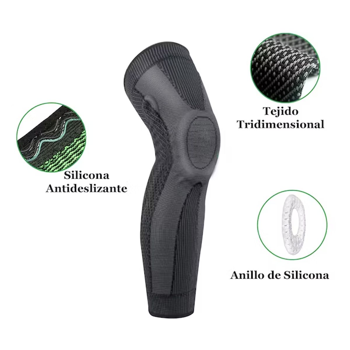 BRANSON - Rodillera Pantorrillera de Compresión con Gel y Varillas Talla XL