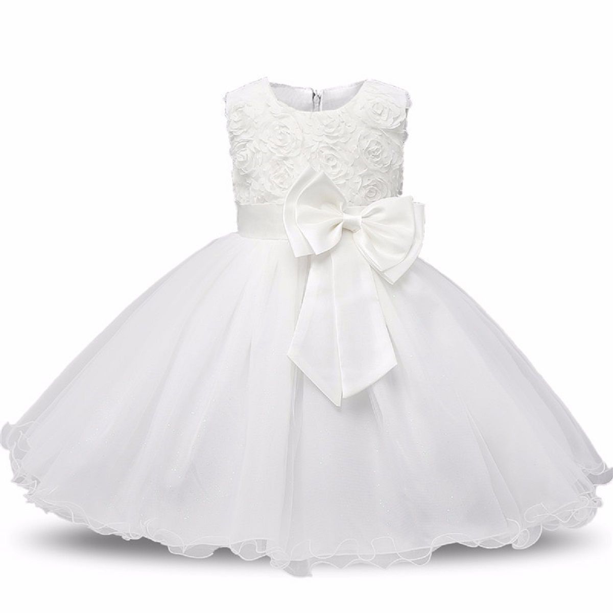 GENERICO - Vestido Bebé Niña Blanco Cloud Little  Party Birthday Genieka
