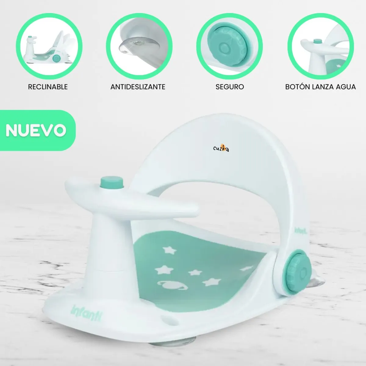 INFANTI - Asiento de Ducha para Bebés «INFANTINO» Green