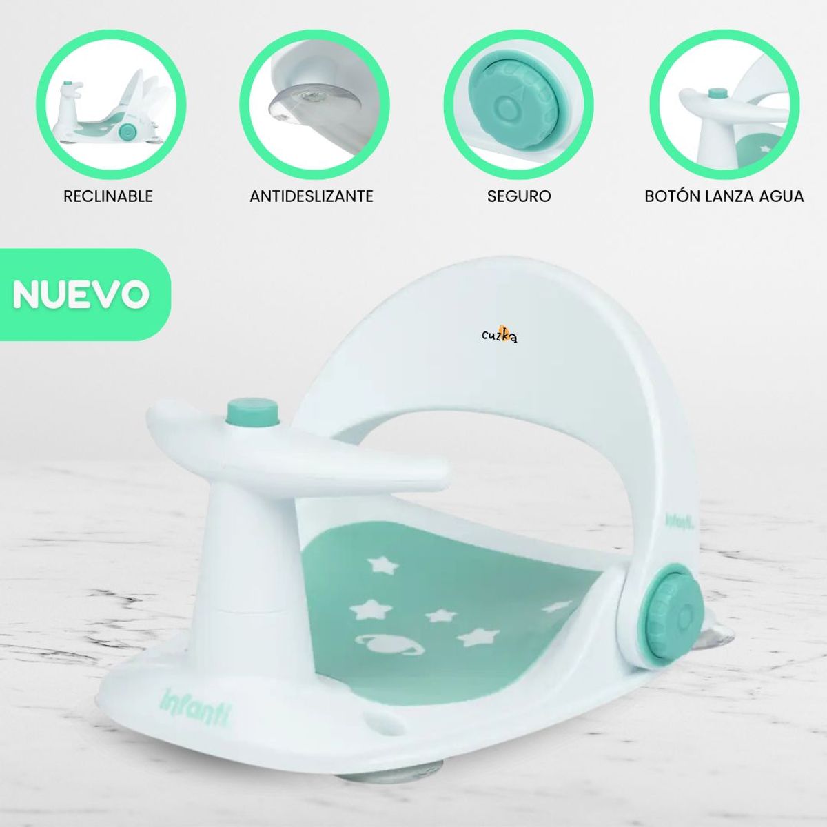 INFANTI - Asiento de Ducha para Bebés «INFANTINO» Green