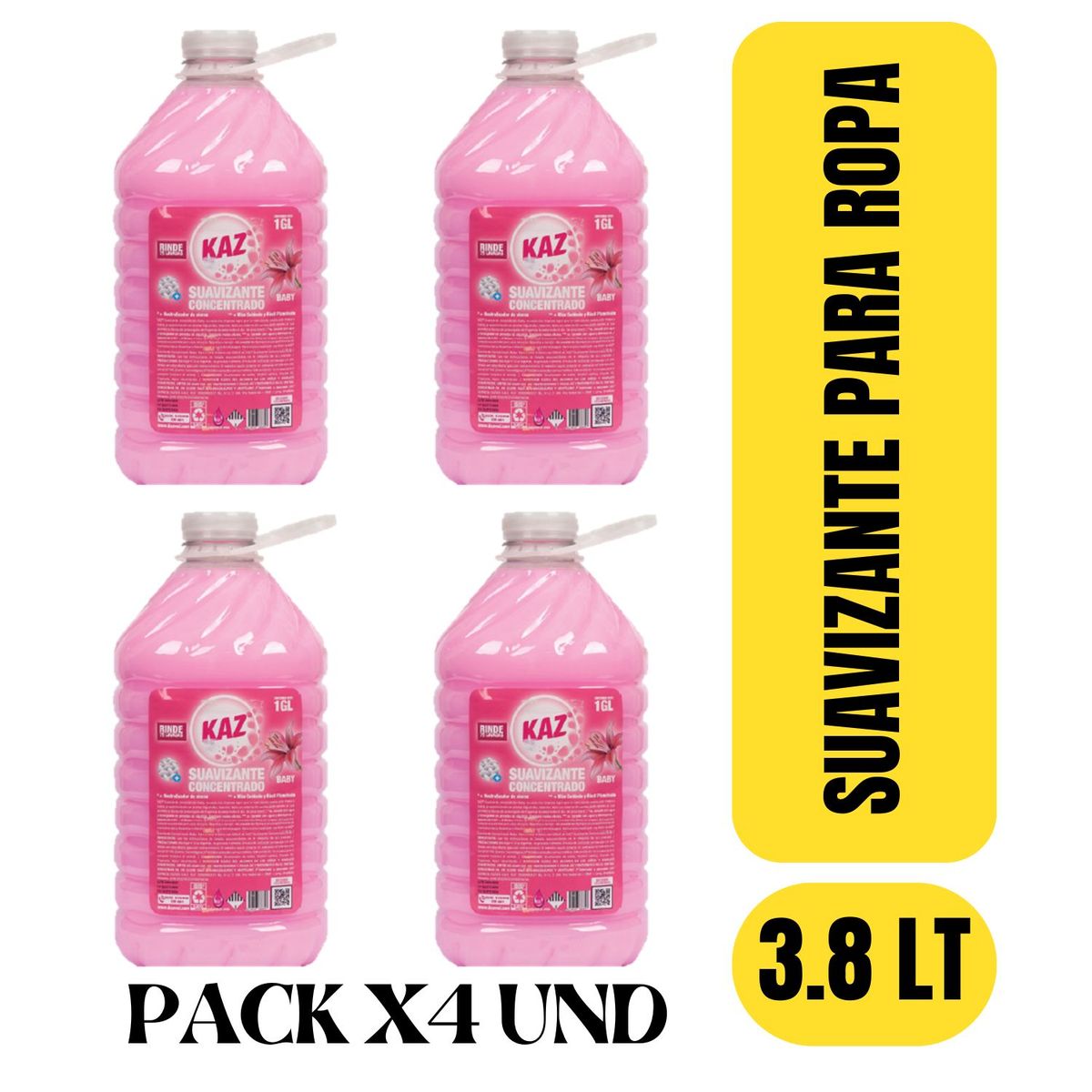 GENERICO - SUAVIZANTE PACK X4 UND PARA ROPA AROMA BEBE 3.8 LTS